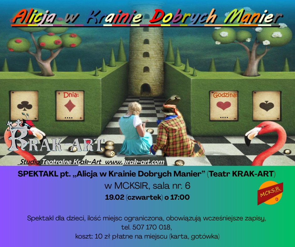 Plakat „Alicja w Krainie Dobrych Manier” w MCKSiR Terespol
