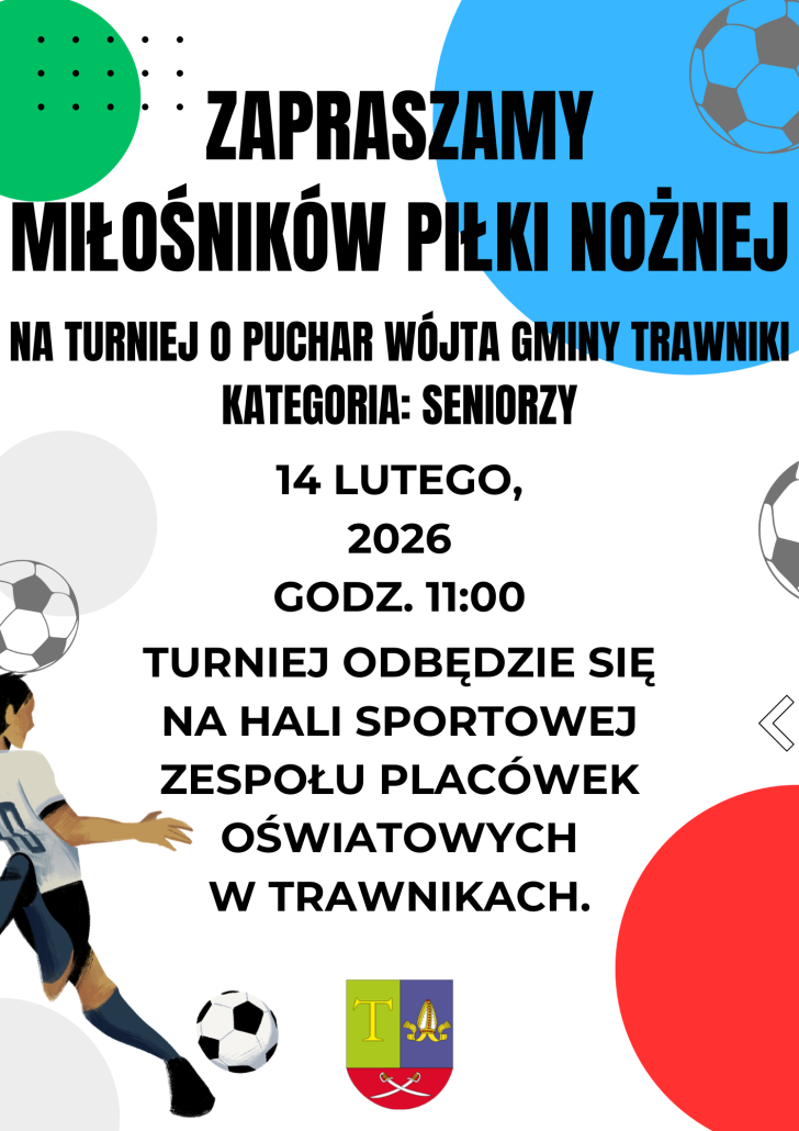 Plakat Turniej piłki nożnej o puchar Wójta Gminy Trawniki