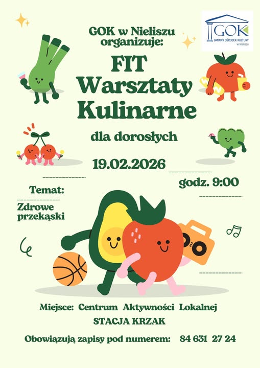 Plakat FIT Warsztaty Kulinarne w Nieliszu