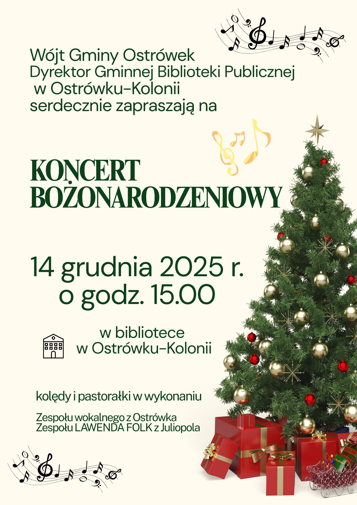 Plakat Koncert Bożonarodzeniowy z kolędami i pastorałkami