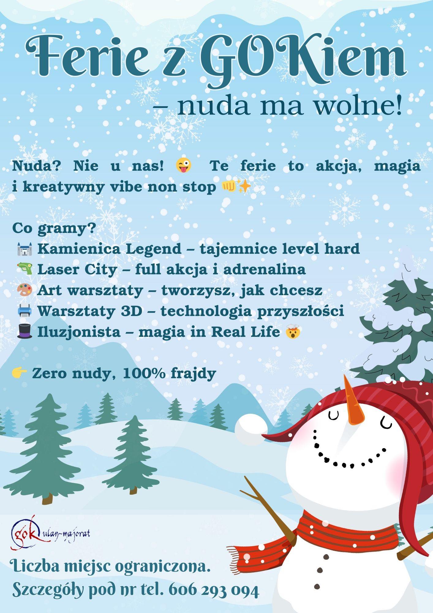 Plakat Ferie z GOK-iem w gminie Ulan-Majorat