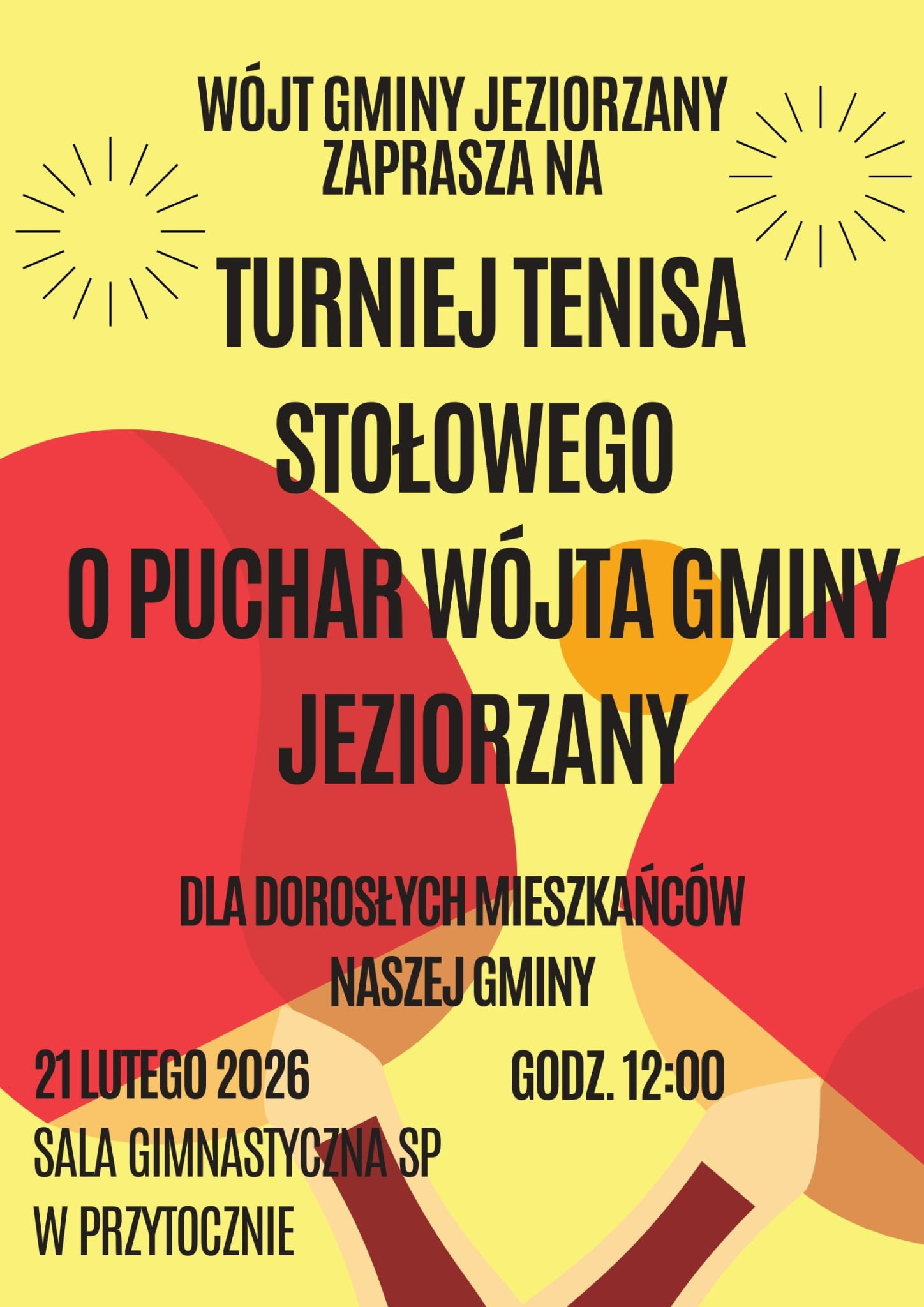 Plakat Turniej Tenisa Stołowego o Puchar Wójta Gminy Jeziorzany