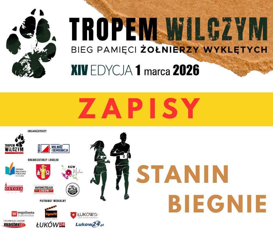 Plakat Bieg Pamięci Żołnierzy Wyklętych "Tropem Wilczym" w Staninie