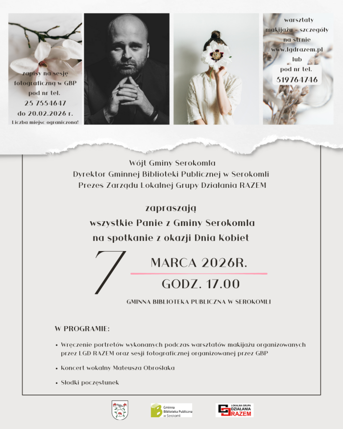 Plakat Spotkanie z okazji Dnia Kobiet w Serokomli