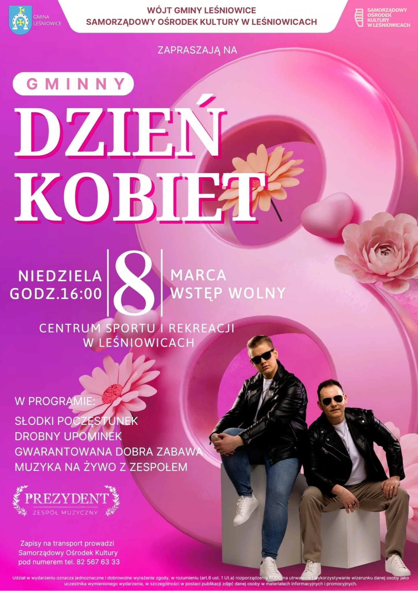 Plakat Dzień Kobiet w Gminie Leśniowice