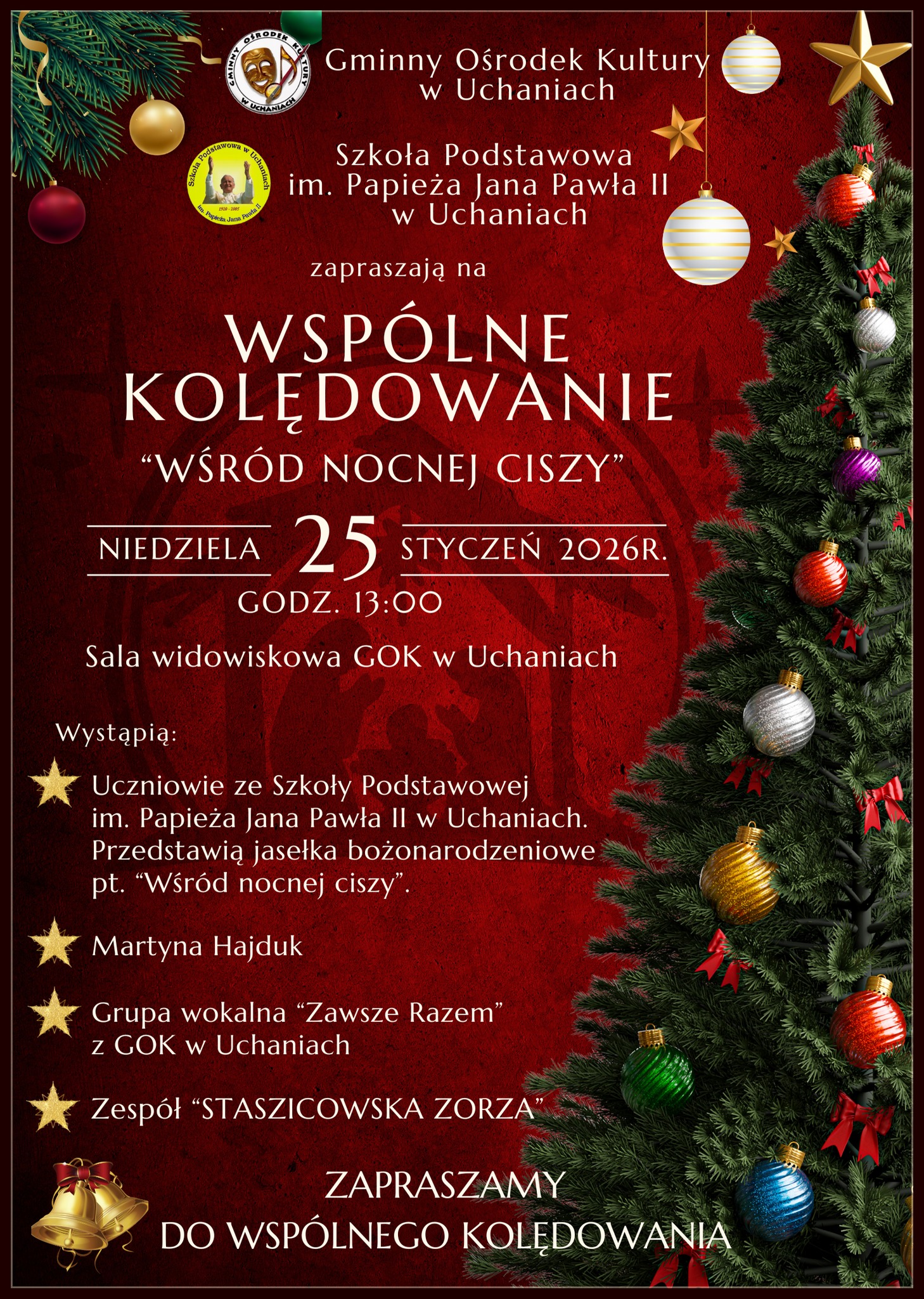 Plakat Wspólne Kolędowanie w GOK Uchanie