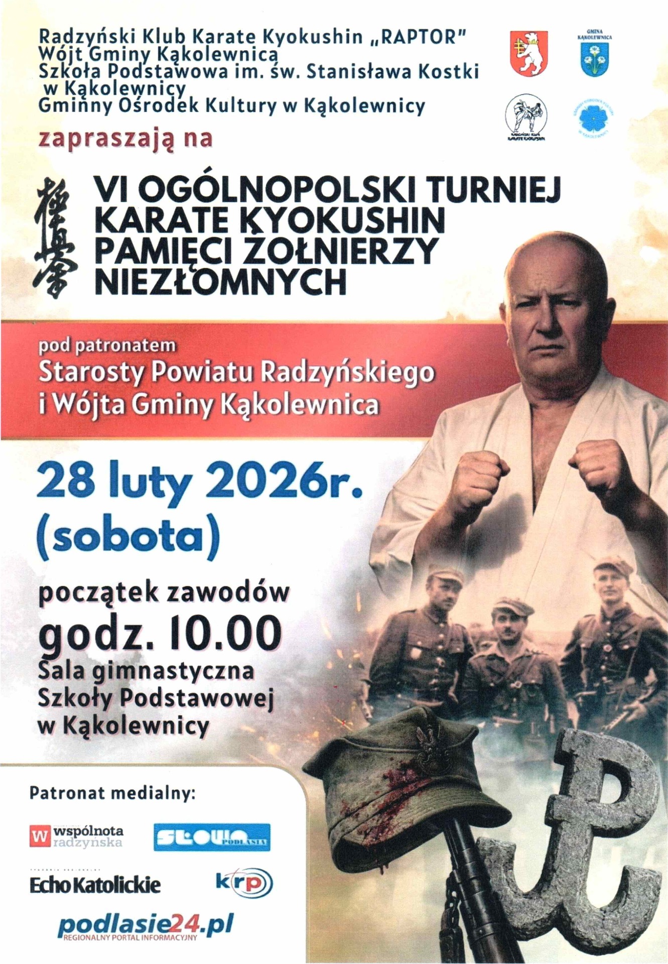 Plakat VI Ogólnopolski Turniej Karate Kyokushin Pamięci Żołnierzy Niezłomnych