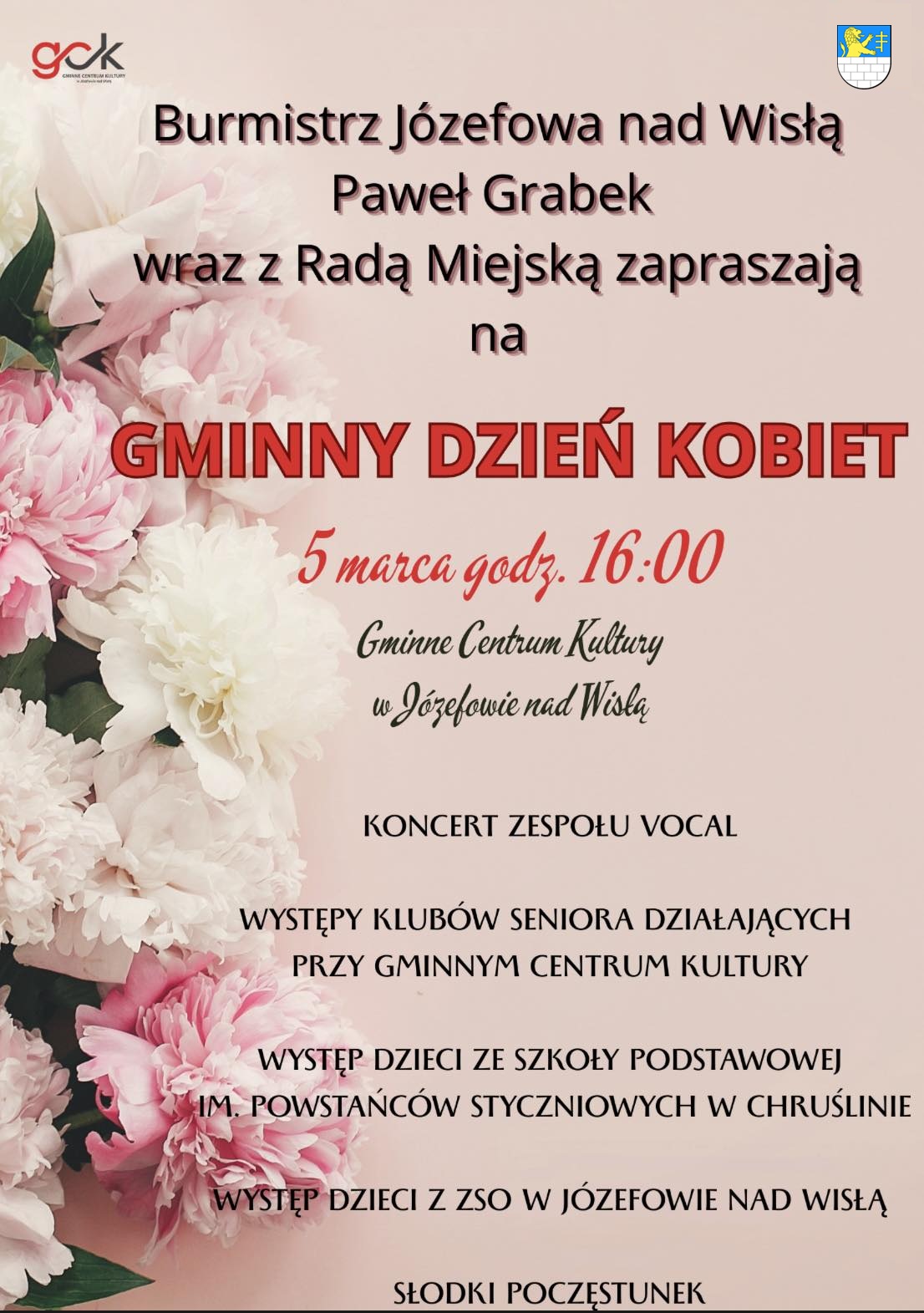 Plakat Gminny Dzień Kobiet w Józefowie nad Wisłą
