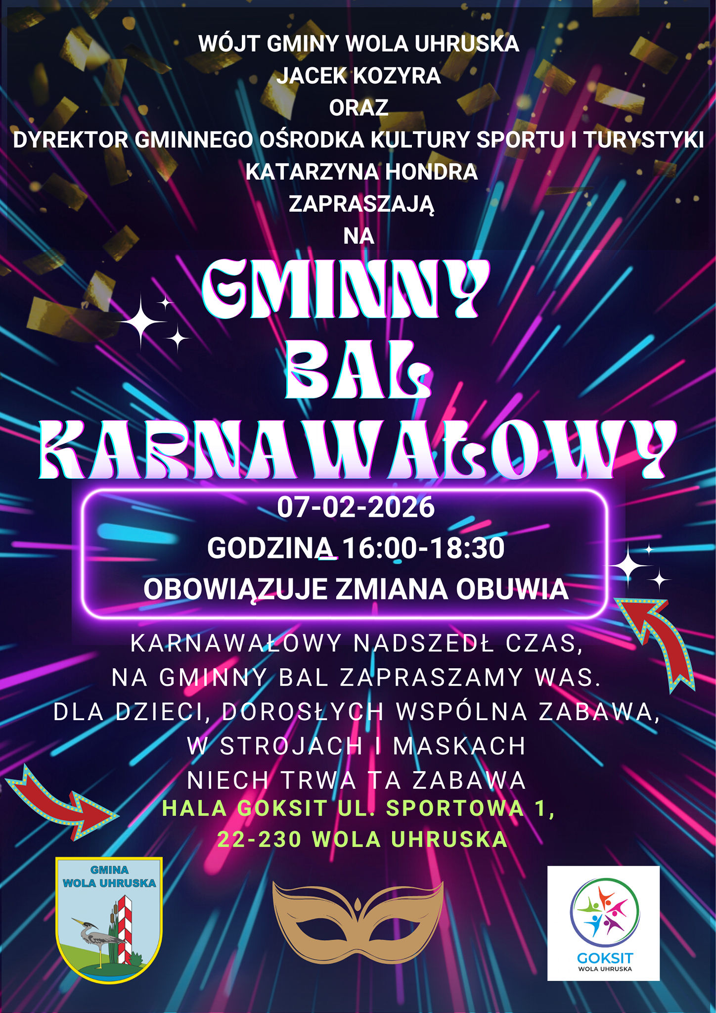 Plakat Gminny Bal Karnawałowy w Woli Uhruskiej