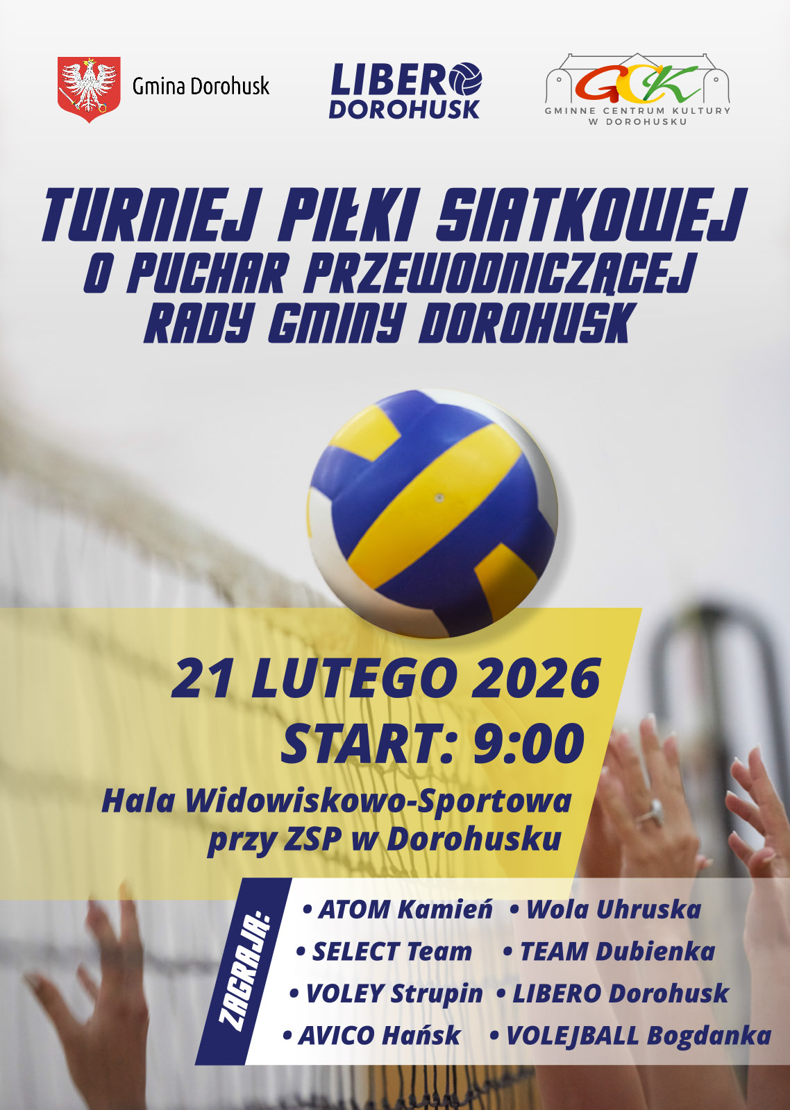 Plakat Turniej Piłki Siatkowej o Puchar Przewodniczącej Rady Gminy Dorohusk