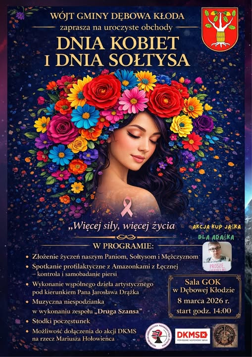 Plakat Dzień Kobiet i Dzień Sołtysa w Dębowej Kłodzie