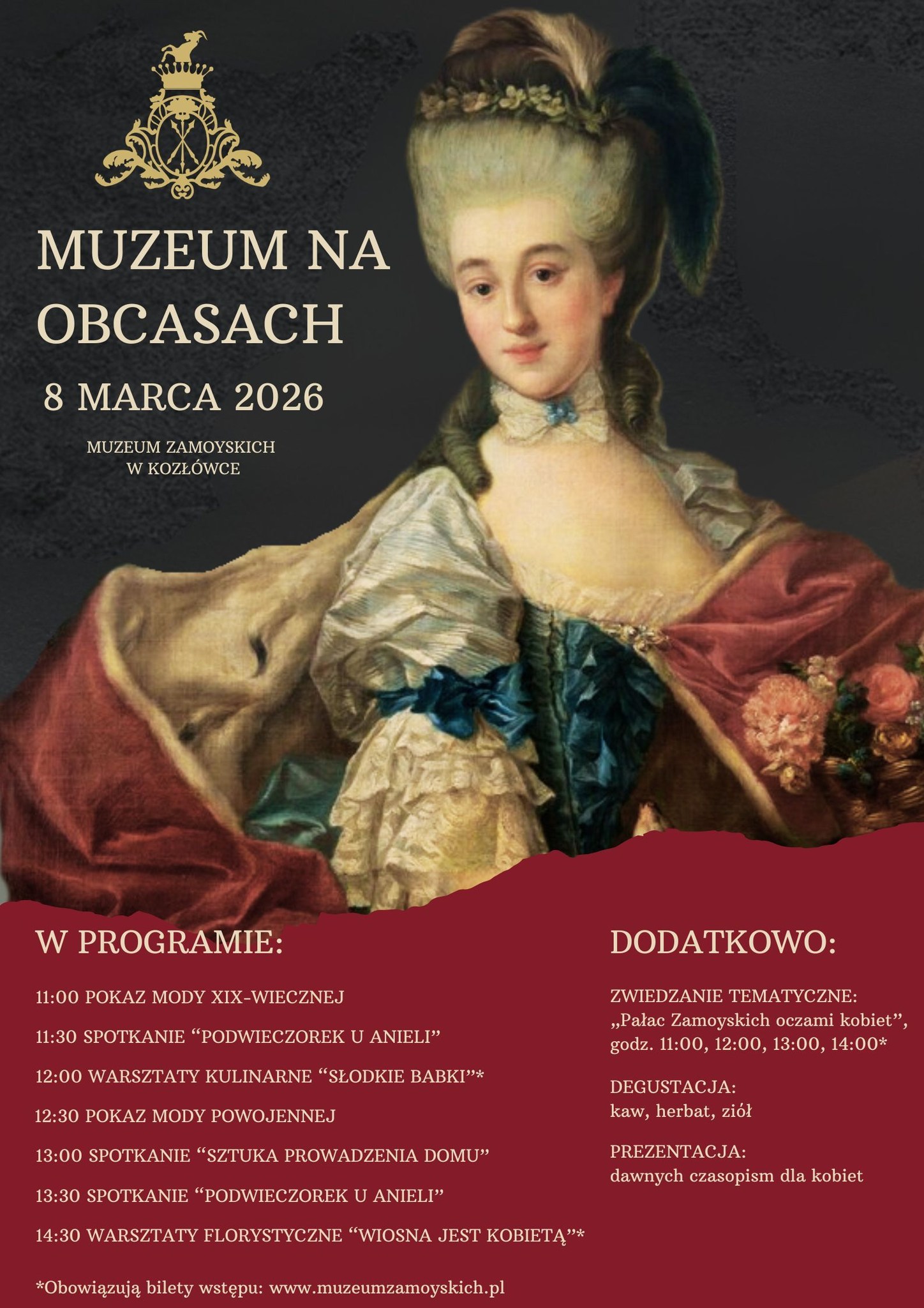 Plakat „Muzeum na obcasach” w Kozłówce