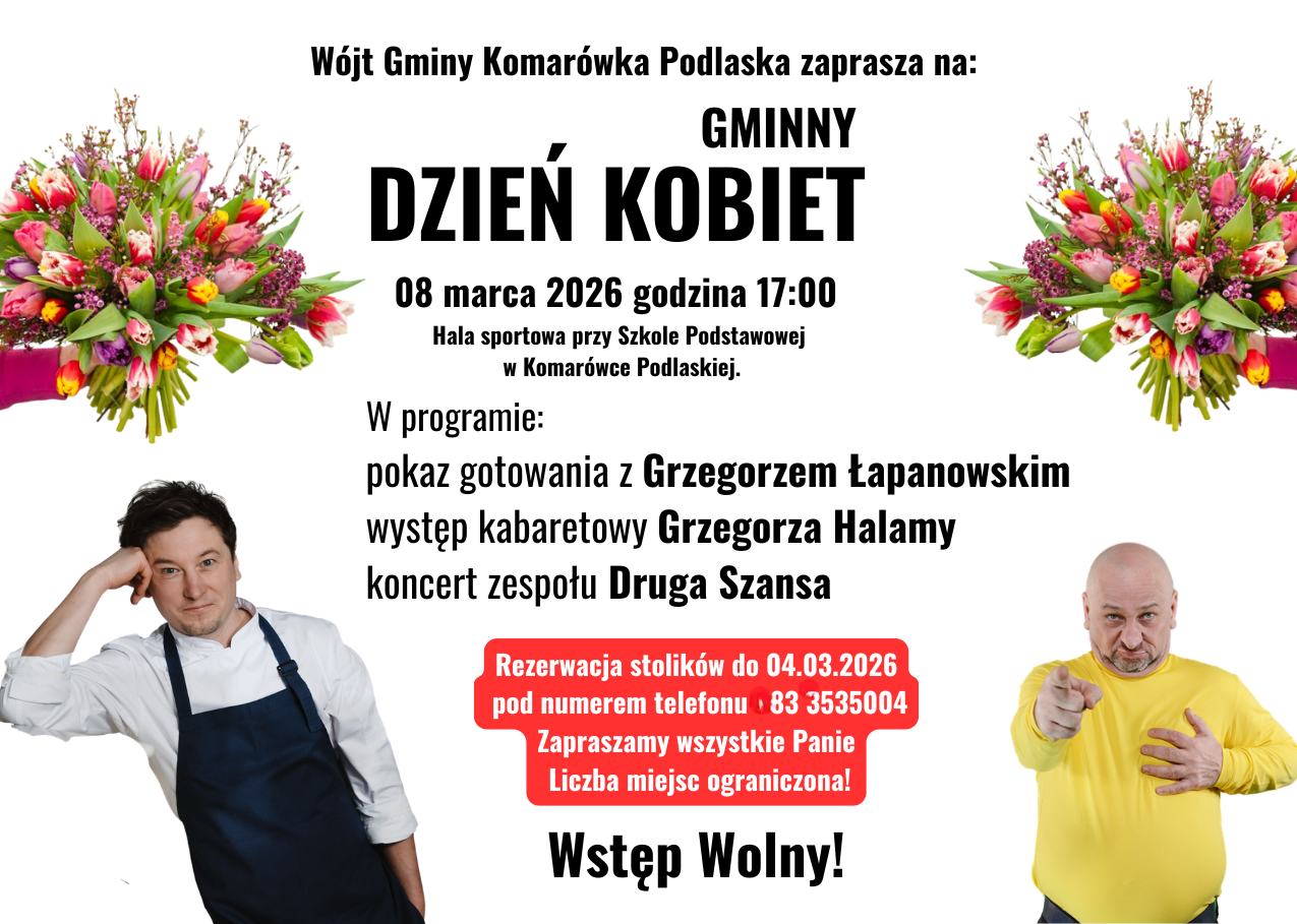 Plakat Gminny Dzień Kobiet w Komarówce Podlaskiej