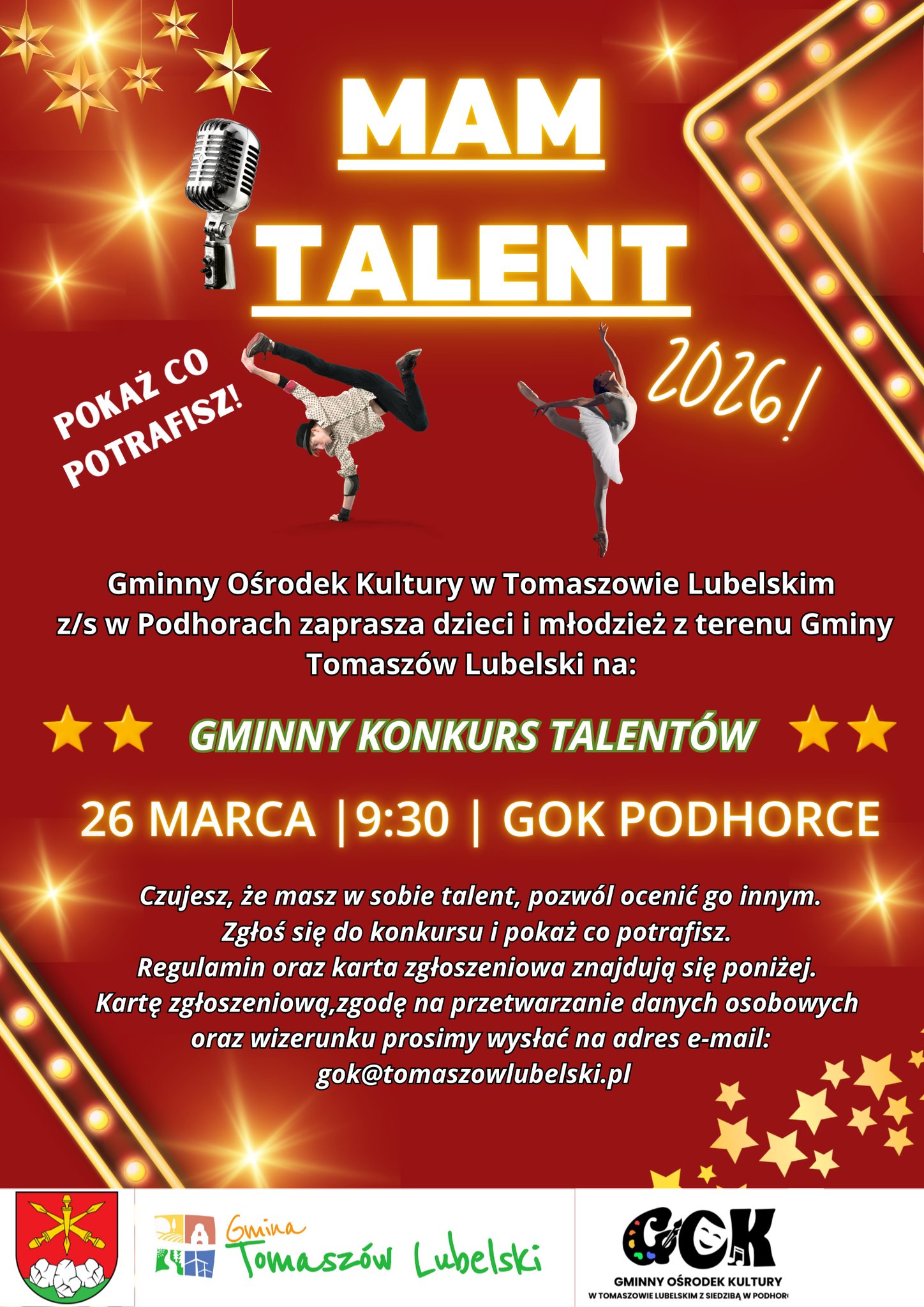 Plakat Gminny Konkurs Talentów w Tomaszowie Lubelskim