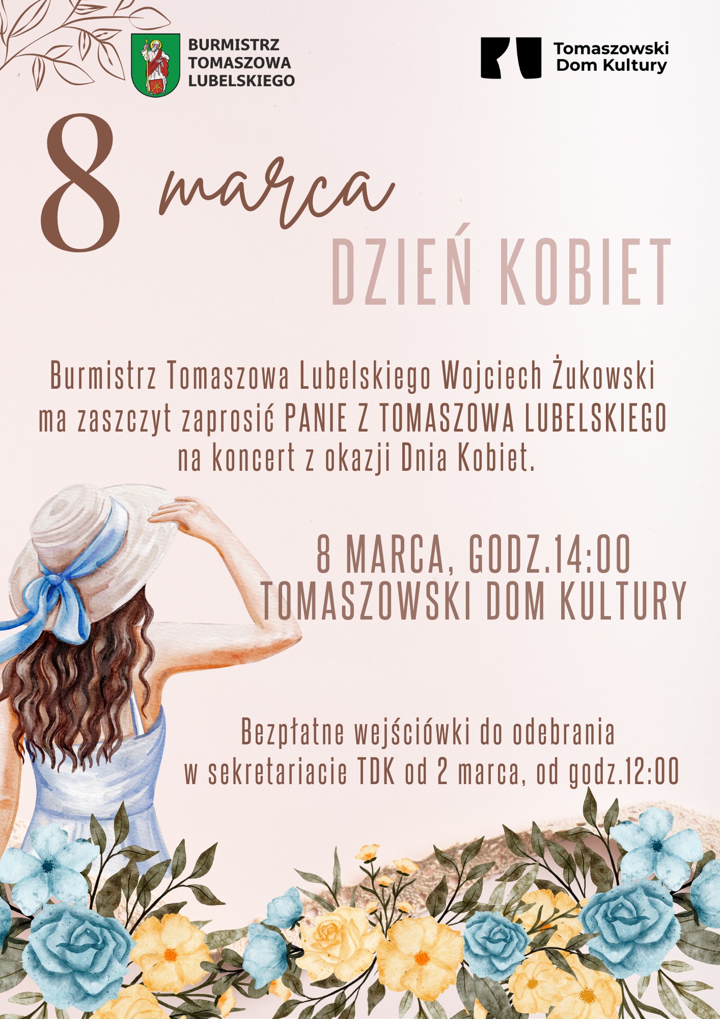 Plakat Koncert z okazji Dnia Kobiet w Tomaszowie Lubelskim