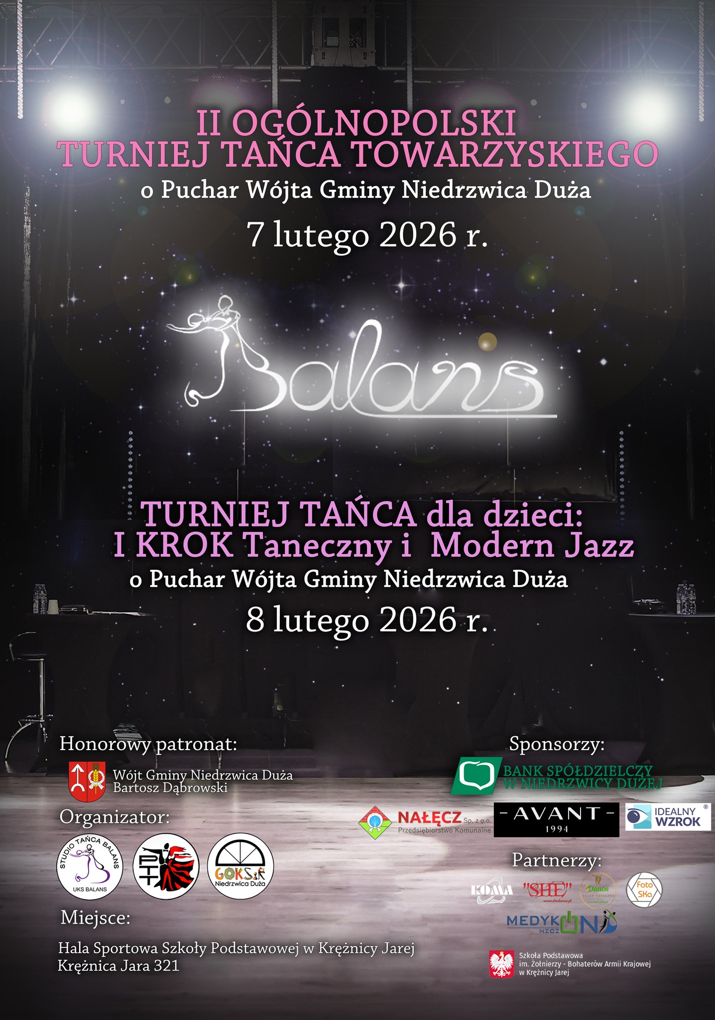 Plakat II Ogólnopolski Turniej Tańca Towarzyskiego o Puchar Wójta Gminy Niedrzwica Duża