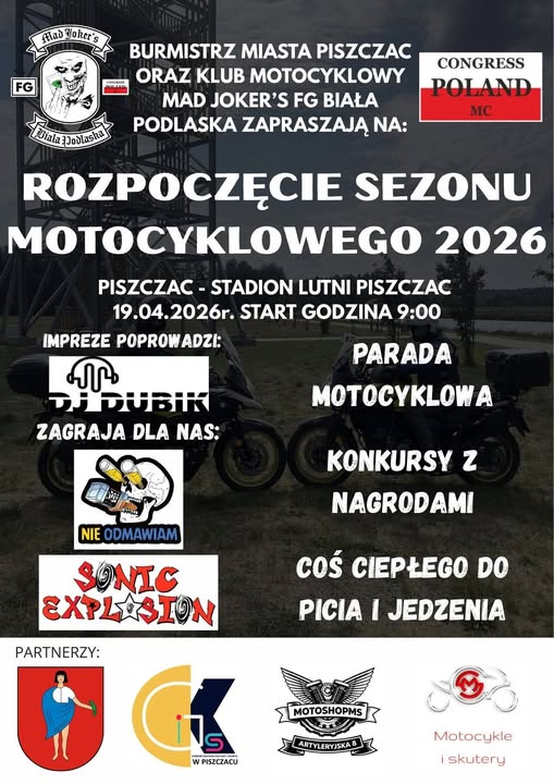 Plakat Rozpoczęcie Sezonu Motocyklowego 2026 Piszczac