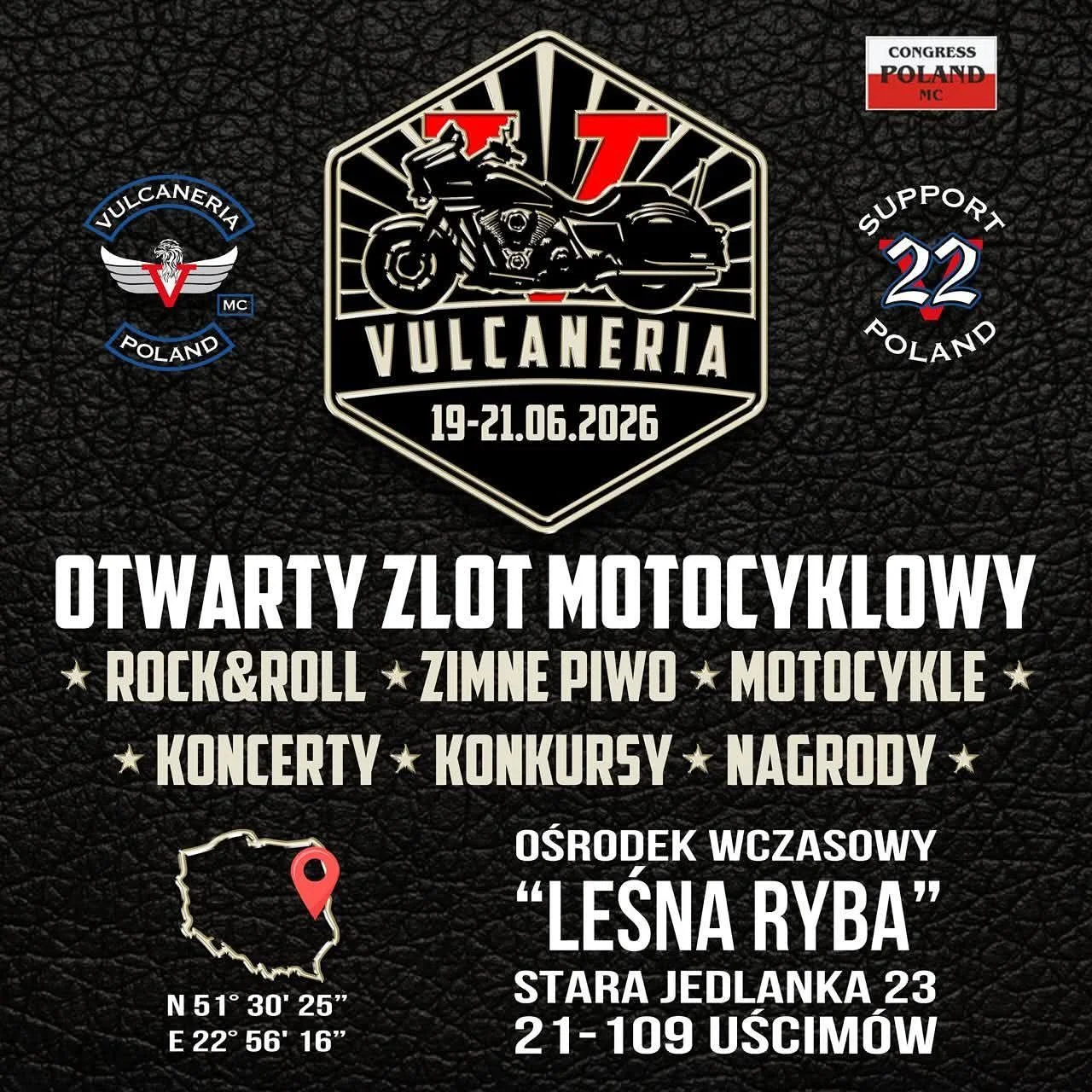 Plakat XIV Otwarty Międzynarodowy Zlot Motocyklowy Vulcaneria 2026