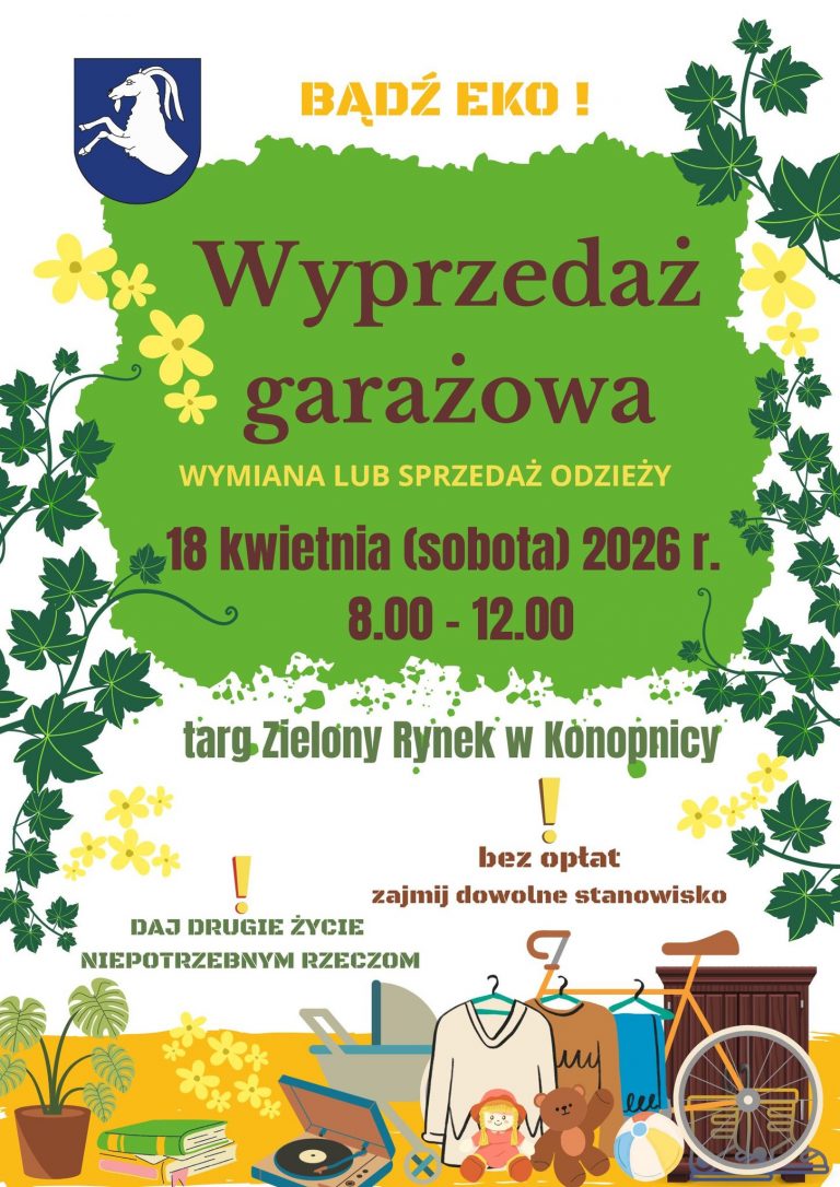 Plakat Wyprzedaż garażowa w Konopnicy