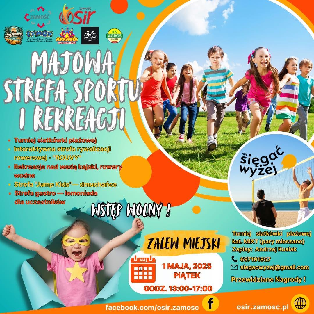 Plakat Majowa Strefa Sportu i Rekreacji w Zamościu