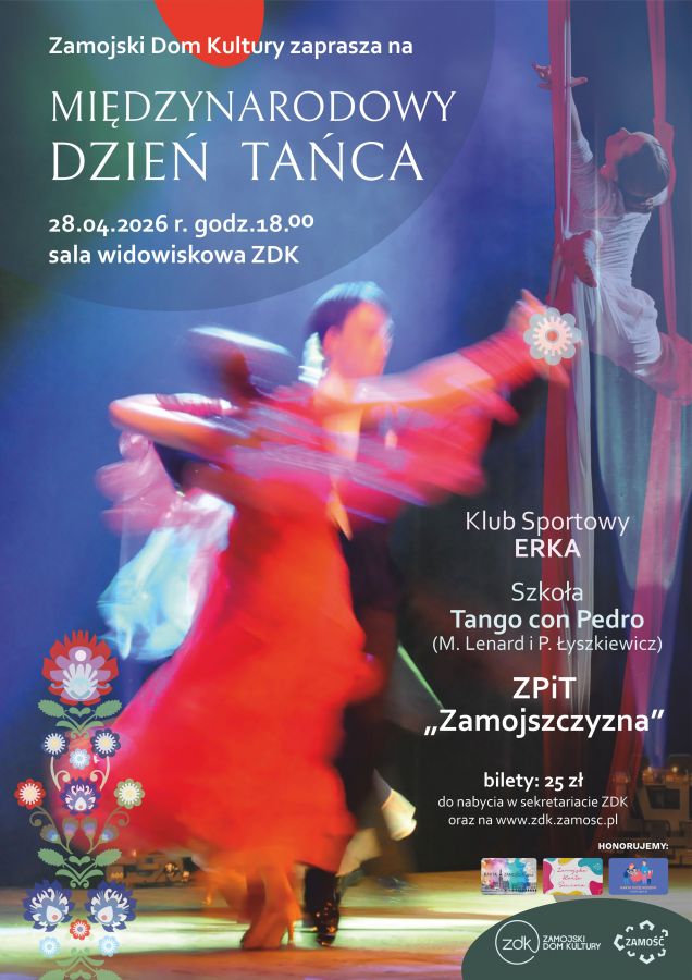 Plakat Międzynarodowy Dzień Tańca w Zamościu