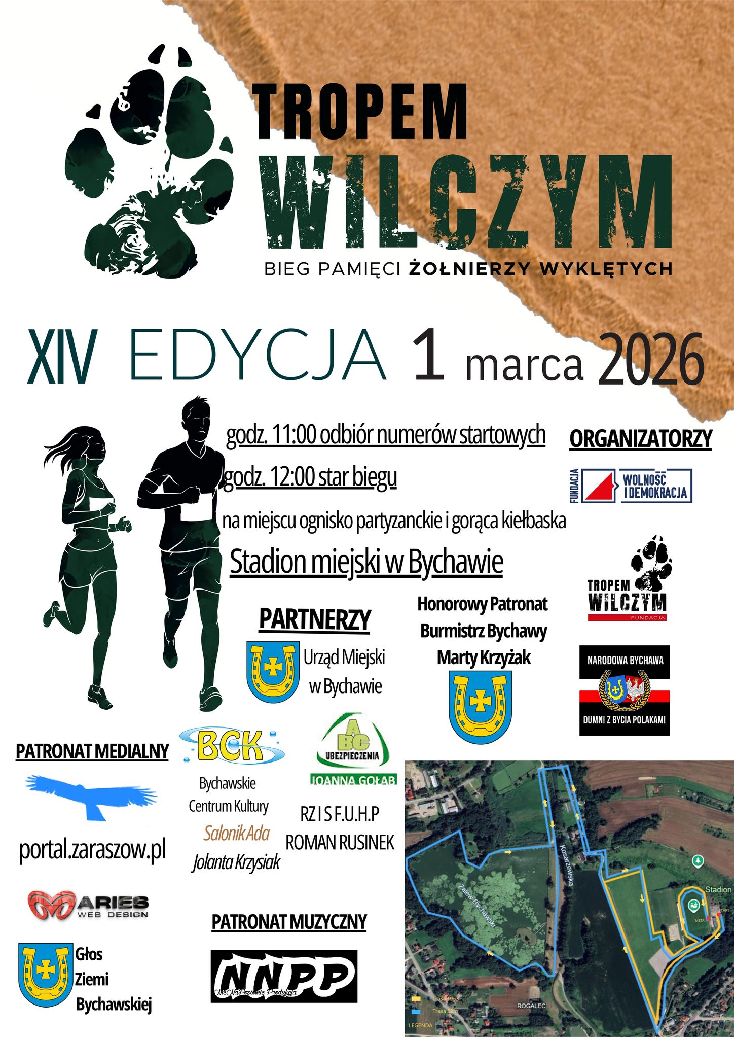 Plakat Bychawski Bieg Tropem Wilczym - Bieg Pamięci Żołnierzy Wyklętych