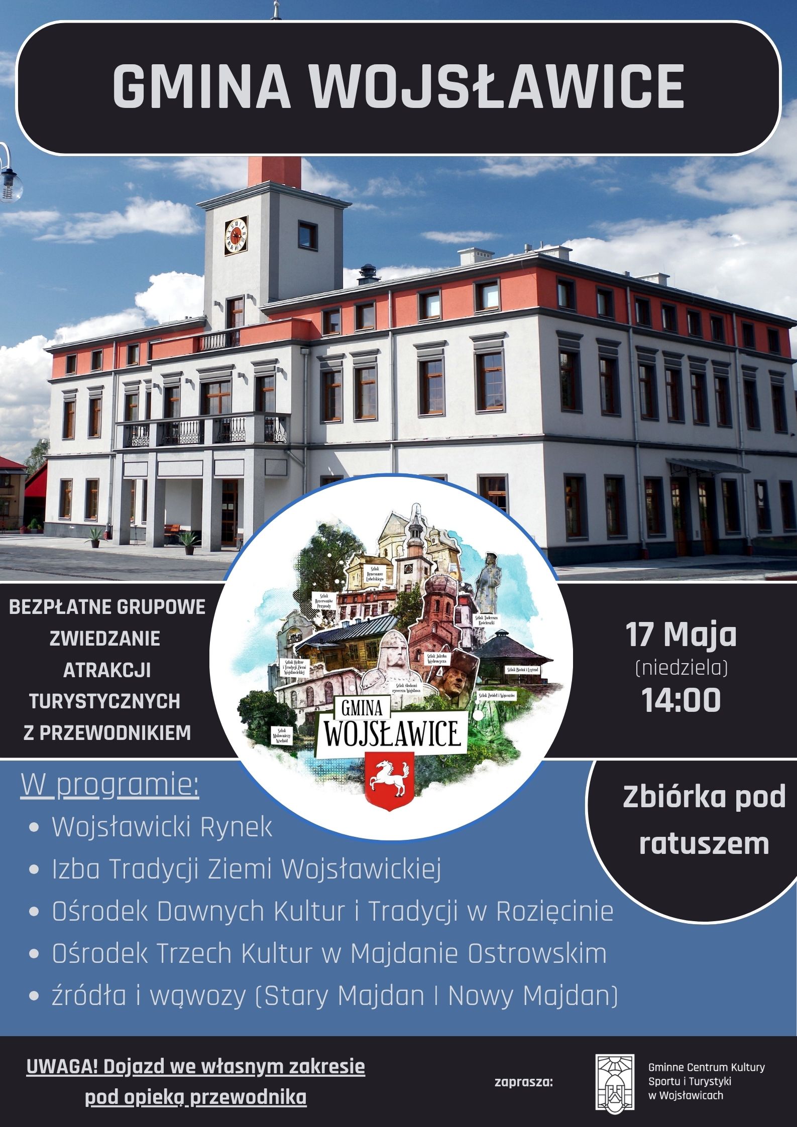 Plakat Bezpłatne zwiedzanie Gminy Wojslawice