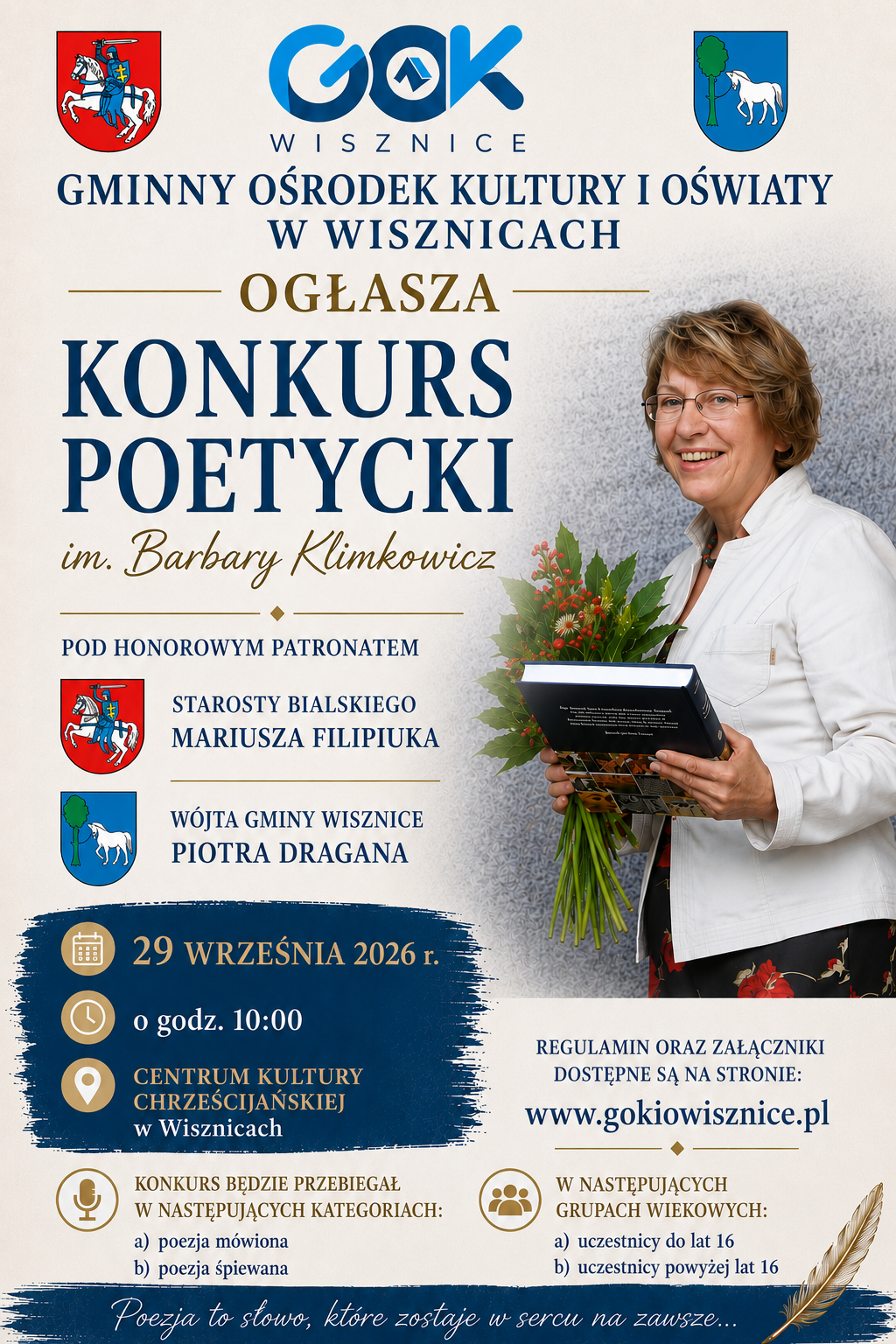 Plakat Konkurs Poetycki im. Barbary Klimkowicz w Wisznicach