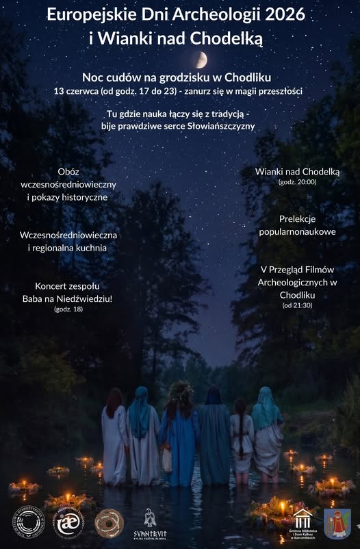 Plakat Europejskie Dni Archeologii w Chodliku 2026 oraz Wianki nad Chodelką