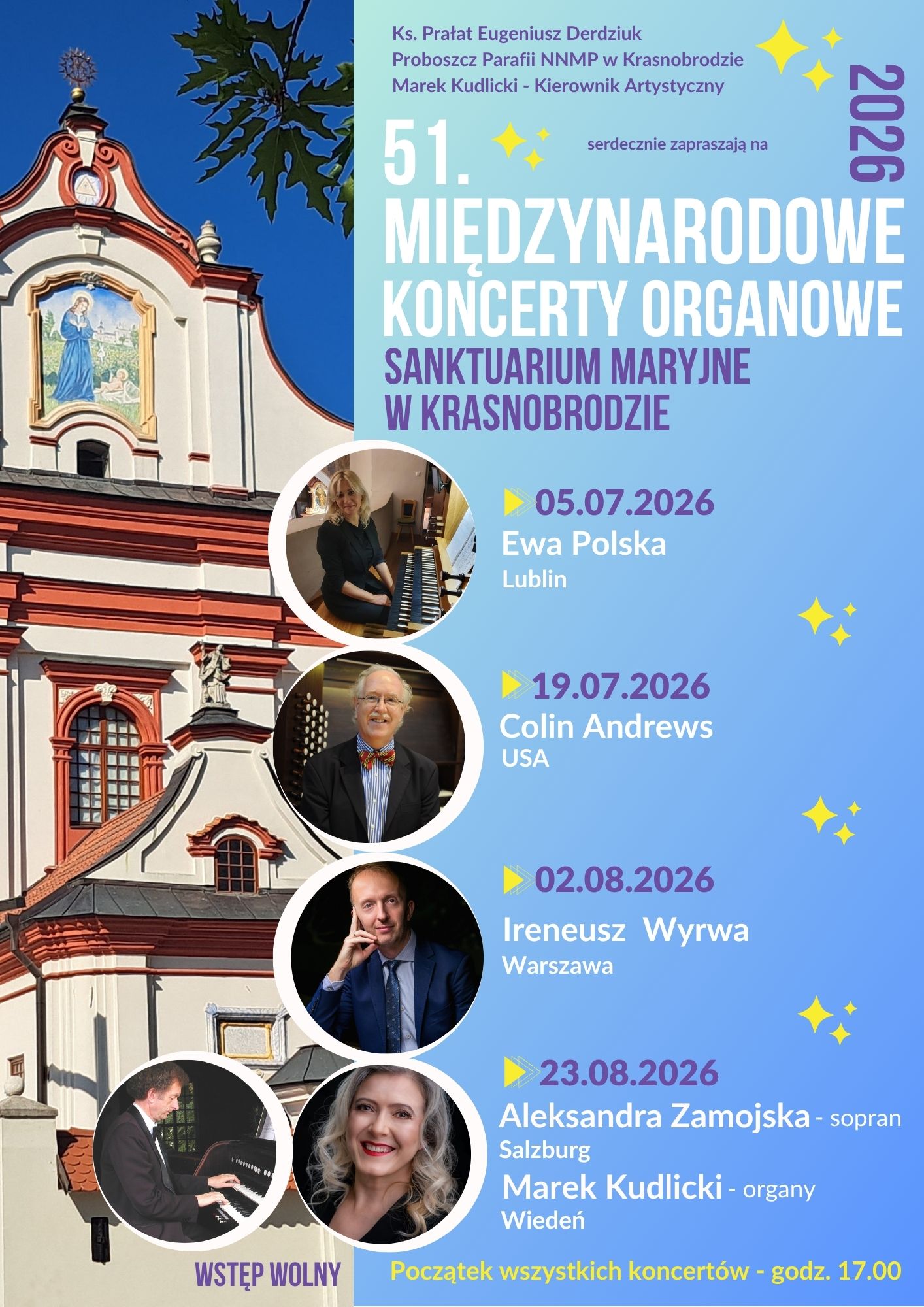 Plakat 51. Międzynarodowe Koncerty Organowe w Sanktuarium Maryjnym w Krasnobrodzie