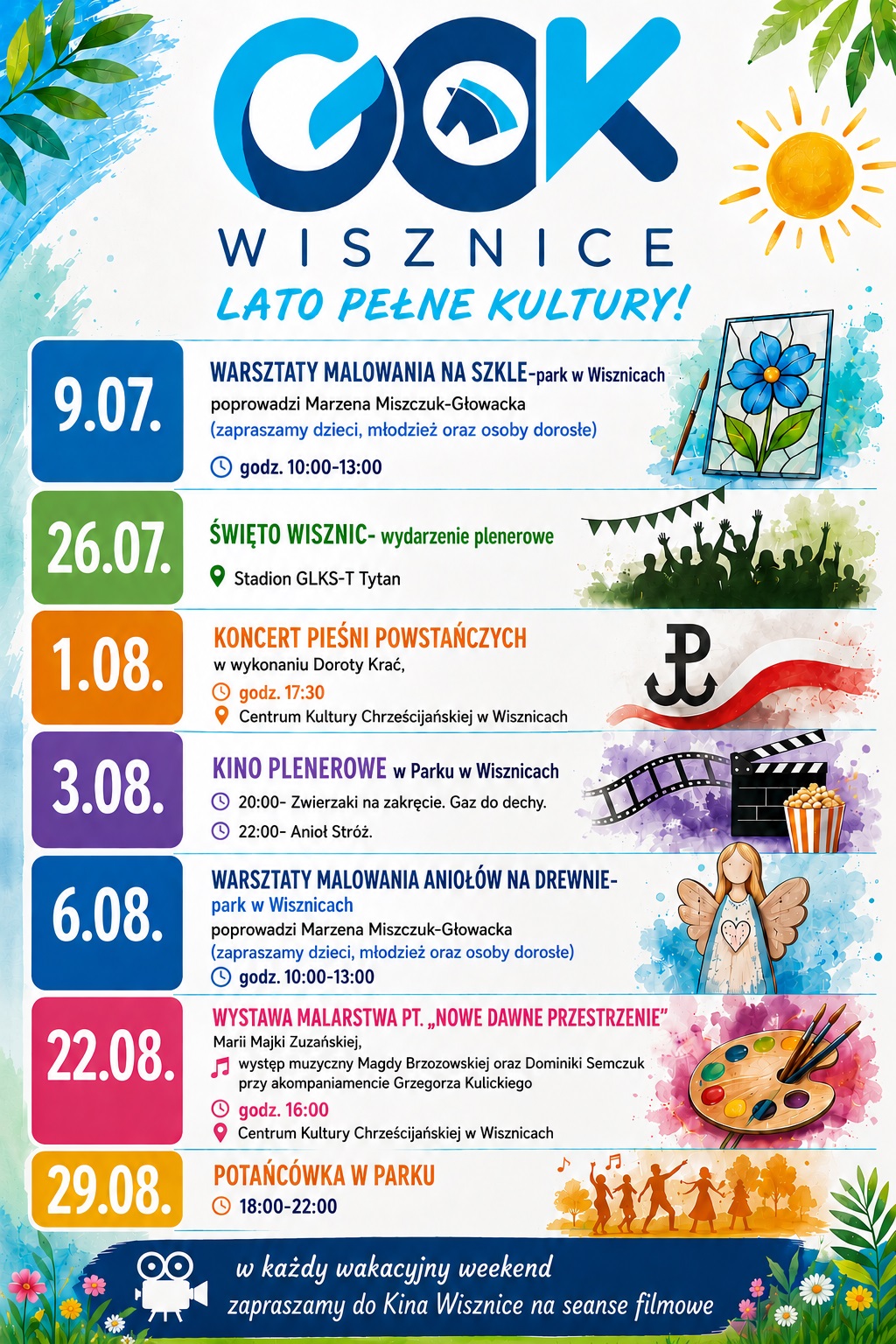 Plakat WAKACJE Z KULTURĄ W GMINIE WISZNICE