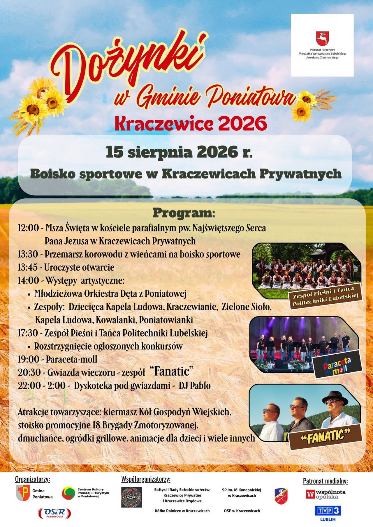 Plakat DOŻYNKI W GMINIE PONIATOWA