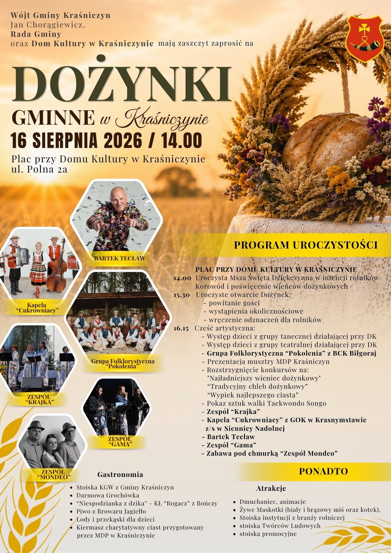 Plakat Dożynki Gminne w Kraśniczynie