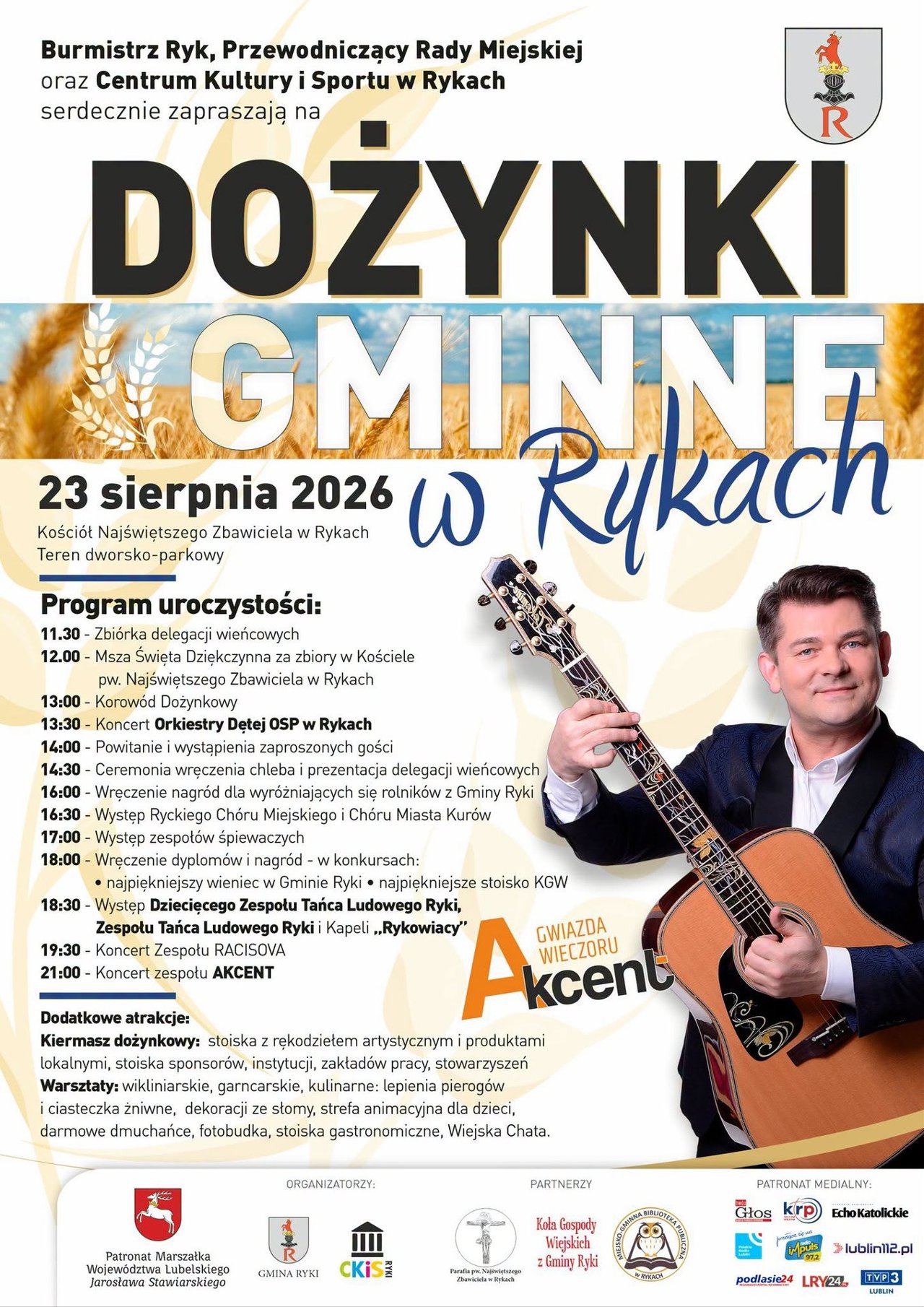 Plakat Dożynki Gminne w Rykach