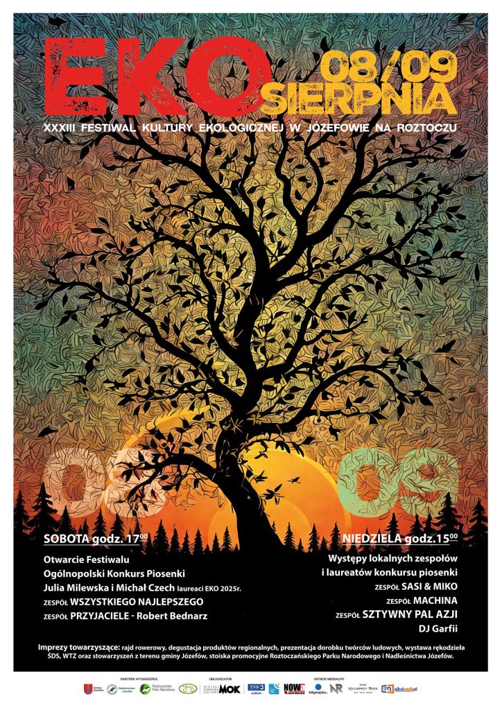 Plakat XXXIII Festiwal Kultury Ekologicznej w Józefowie na Roztoczu