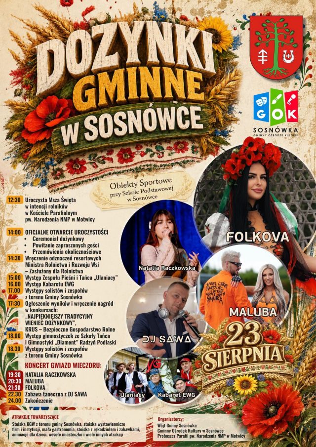 Plakat Dożynki Gminne w Sosnówce