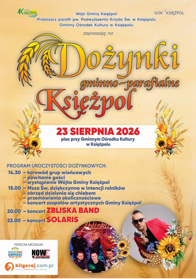 Plakat Dożynki Gminno-Parafialne w Księżpolu