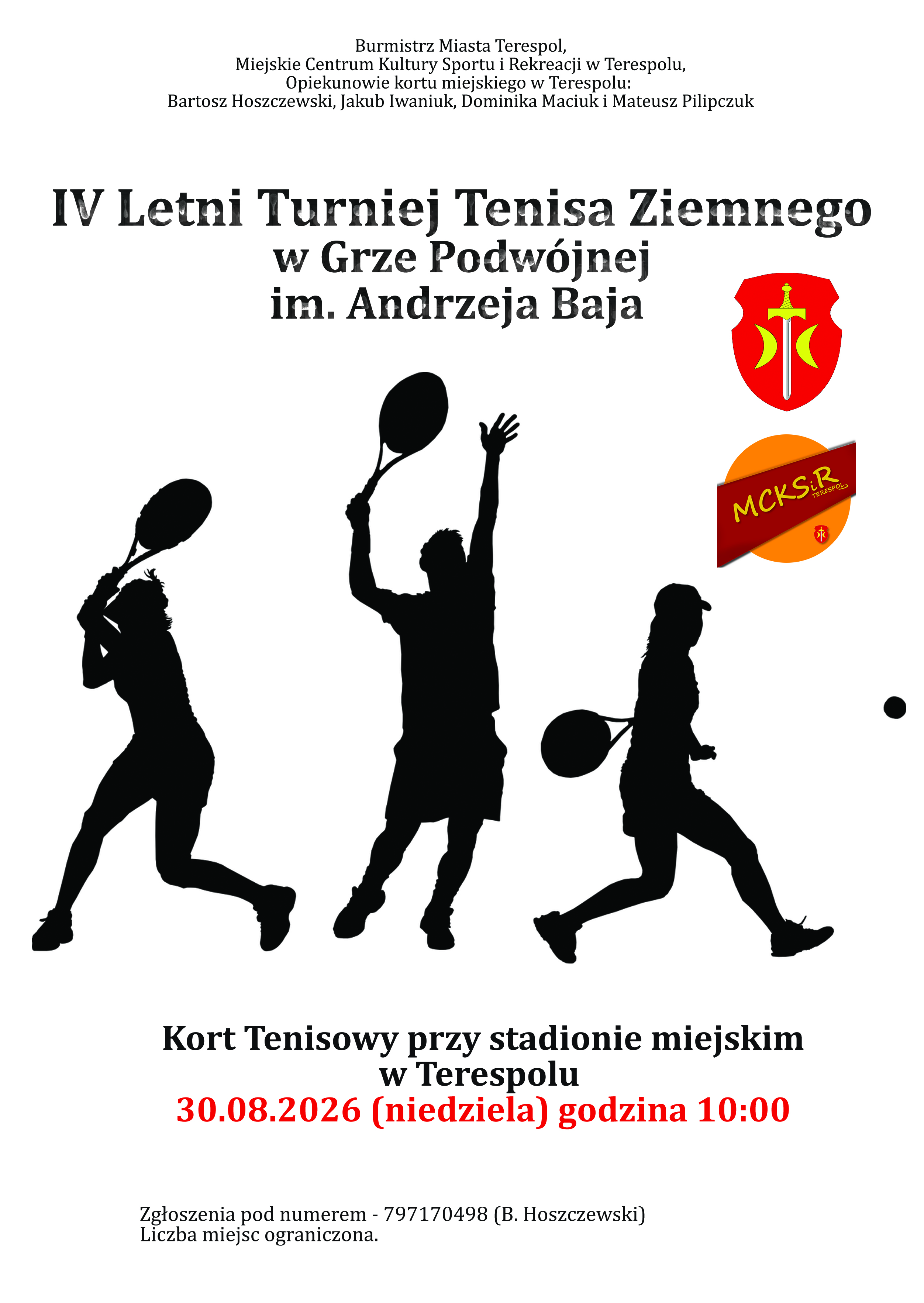 Plakat IV Turniej Tenisa Ziemnego im. przedwojennego burmistrza Terespola Andrzeja Baja