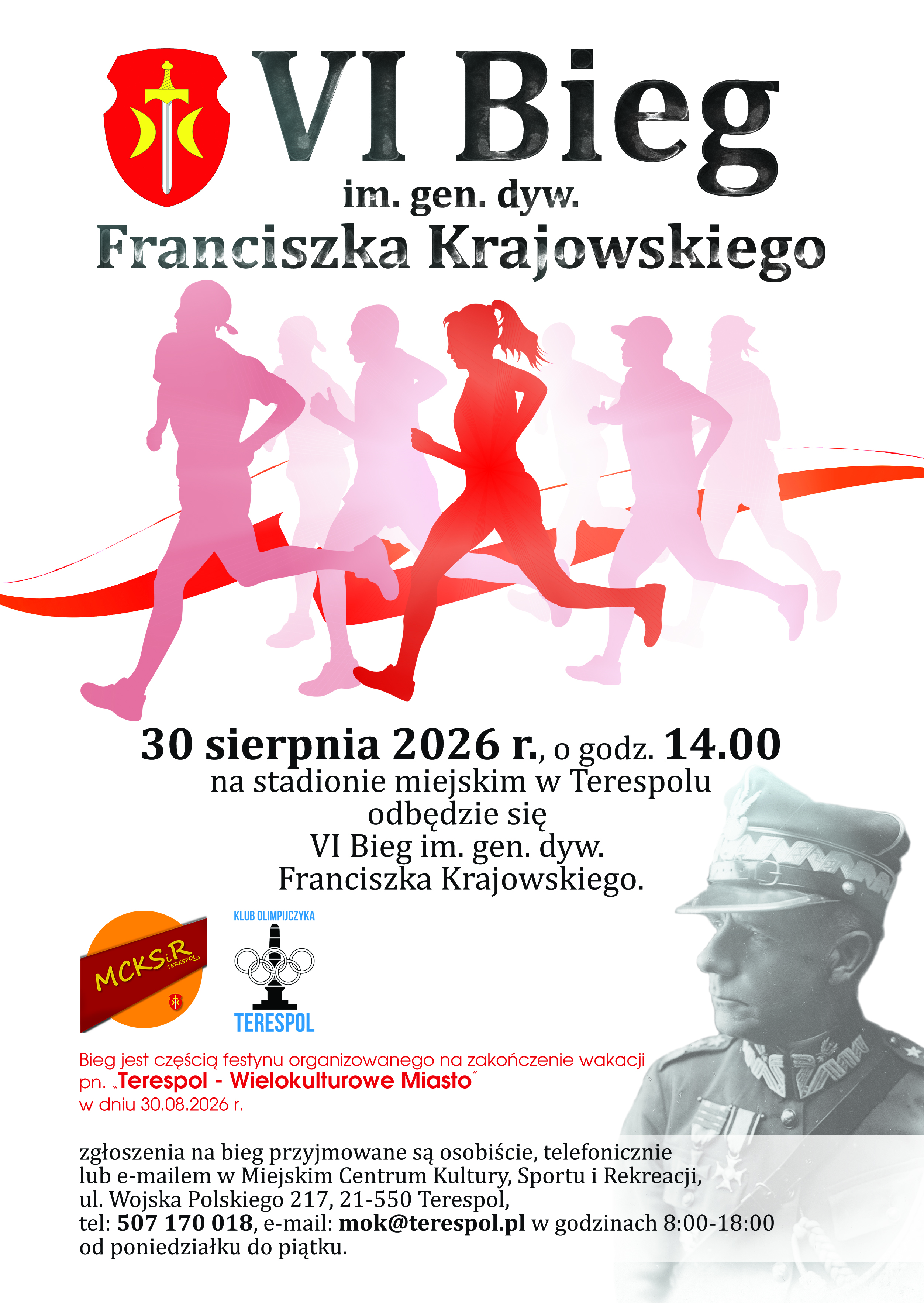Plakat VI Bieg Uliczny im. gen. dyw. Franciszka Krajowskiego
