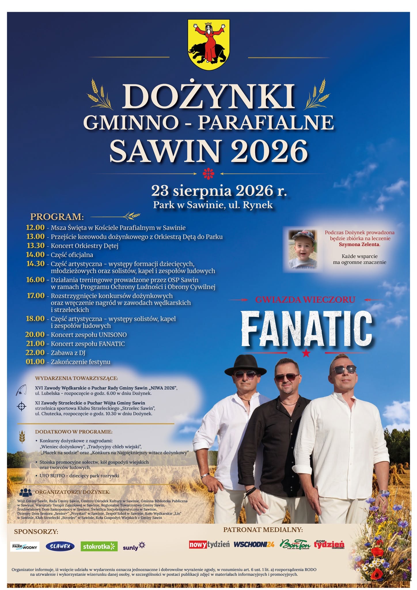 Plakat Dożynki Gminno-Parafialne w Sawinie