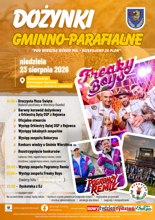 Plakat Dożynki Gminno-Parafialne w Wierzbicy