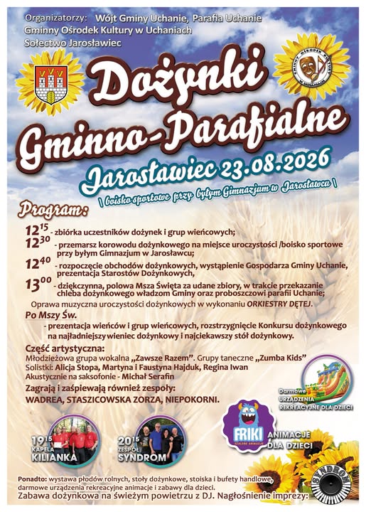 Plakat Dożynki Gminno-Parafialne w gminie Uchanie