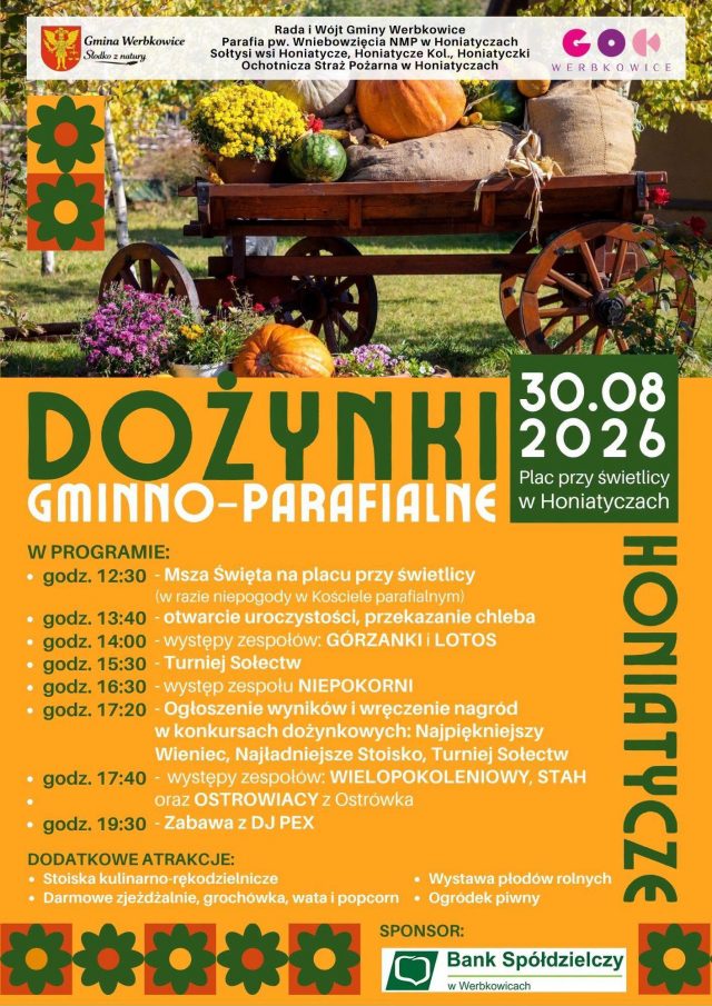 Plakat Dożynki Gminno-Parafialne w Gminie Werbkowice